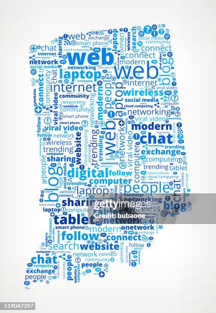 indiana on modern communication and technology word cloud - video graphics array stock illustrations