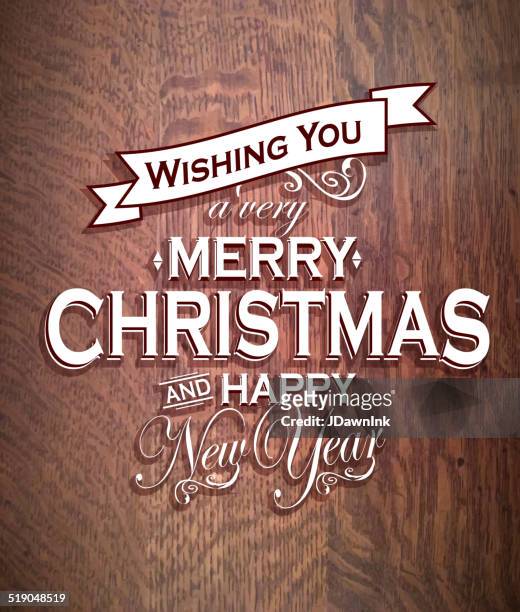 chalkboard merry christmas greeting design wood grain - christmas sayings stock illustrations