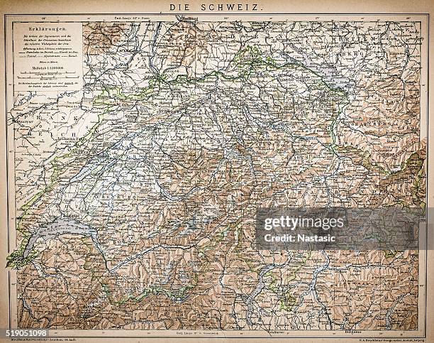 ilustraciones, imágenes clip art, dibujos animados e iconos de stock de antiguo mapa de suiza - guarda switzerland