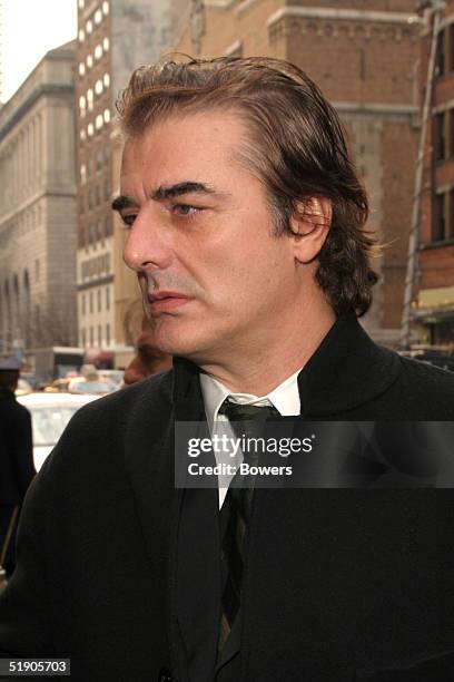 Actor Chris Noth attends the funeral for Jerry Orbach at Riverside Chapel December 31, 2004 in New York City.