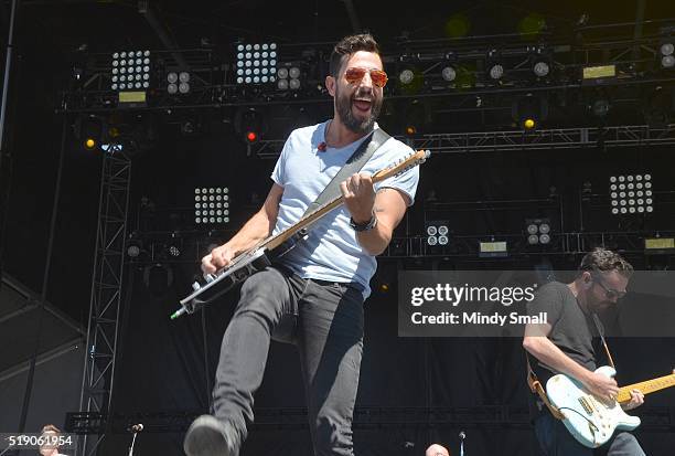 Lead singer Matthew Ramsey and guitarist Brad Tursi of Old Dominion perform during the ACM Party for a Cause Festival at the Las Vegas Festival...