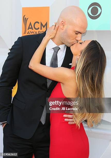 Mike Caussin and Jana Kramer attend the 51st Academy of Country Music Awards at MGM Grand Garden Arena on April 3, 2016 in Las Vegas, Nevada.