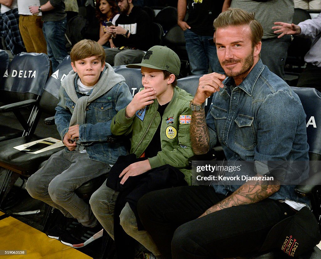 Celebrities At The Los Angeles Lakers Game