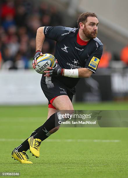 Andy Goode of Newcastle Falcons runs with the ball during the Aviva Premiership match between Newcastle Falcons and Wasps at Kingston Park on March...