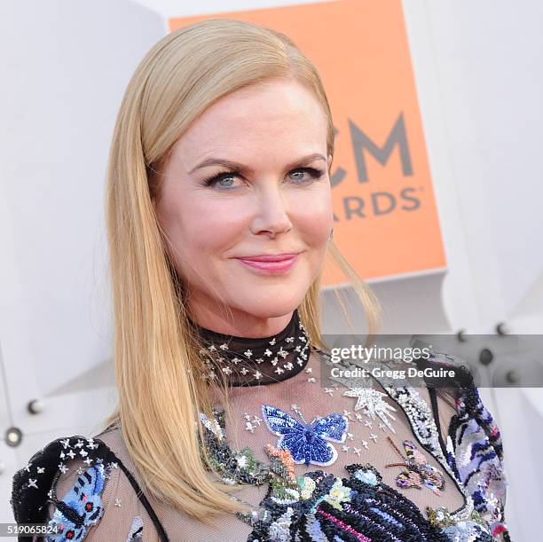 Actress Nicole Kidman arrives at the 51st Academy Of Country Music Awards at MGM Grand Garden Arena on April 3, 2016 in Las Vegas, Nevada.