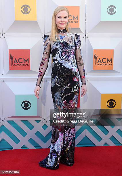 Actress Nicole Kidman arrives at the 51st Academy Of Country Music Awards at MGM Grand Garden Arena on April 3, 2016 in Las Vegas, Nevada.
