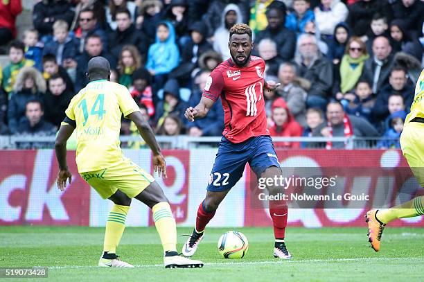 Junior Tallo of Lille during the French League 1 match between Fc Nantes and Lille OSC at Stade de la Beaujoire on April 3, 2016 in Nantes, France.