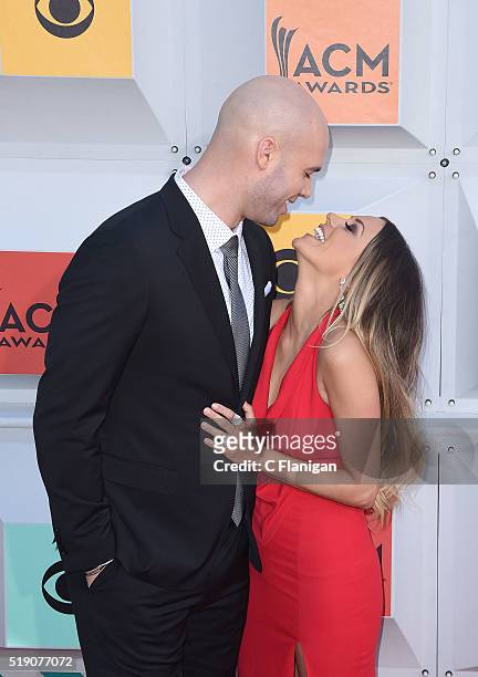 Mike Caussin and Jana Kramer attend the 51st Academy Of Country Music Awards at MGM Grand Garden Arena on April 3, 2016 in Las Vegas, Nevada.
