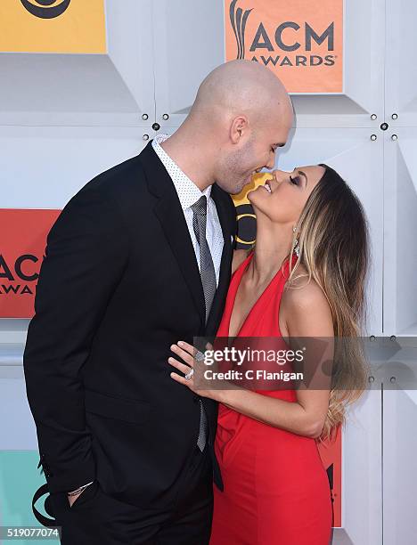 Mike Caussin and Jana Kramer attend the 51st Academy Of Country Music Awards at MGM Grand Garden Arena on April 3, 2016 in Las Vegas, Nevada.