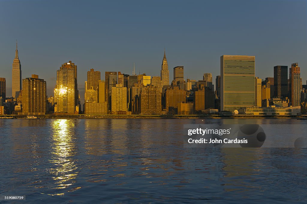 Midtown Manhattan skyline at sunrise