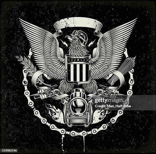 american coat of arms - biker eagle - motorbike flag stock illustrations