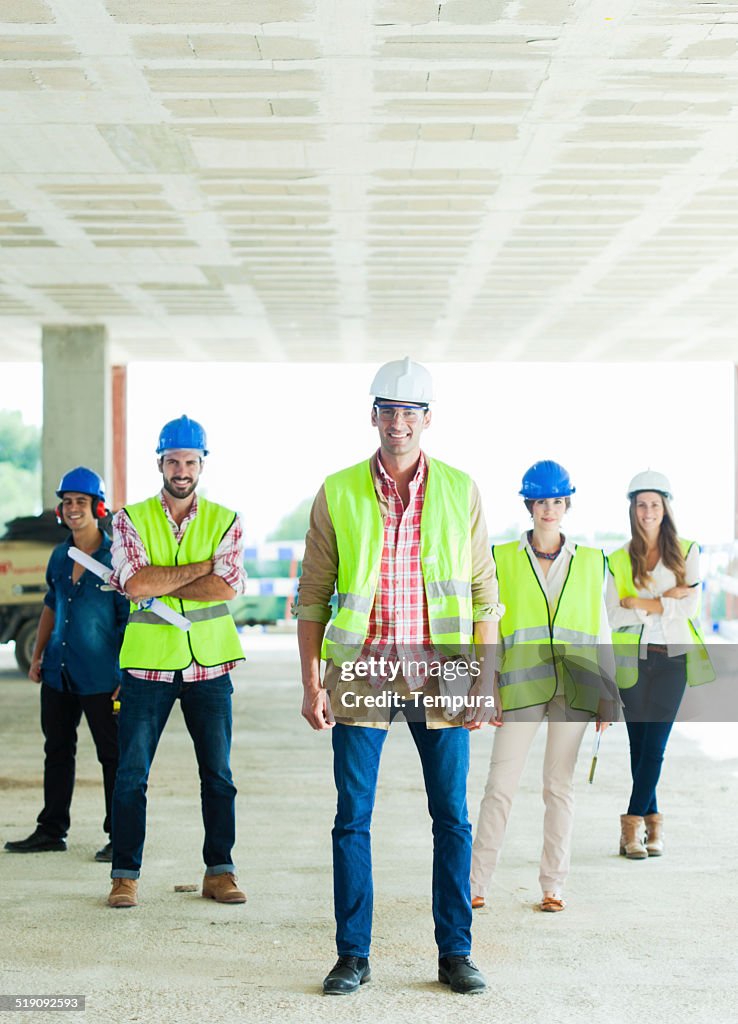 Group of construction workers portrait.