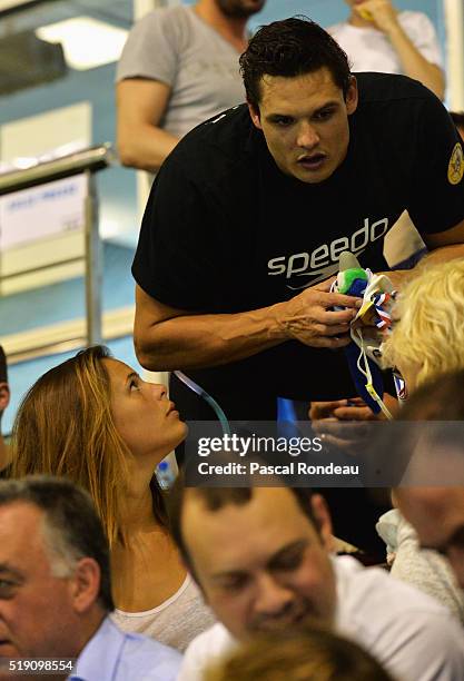 Laure Manaudou with her brother Florent Manaudou during the French Swimming Championships on 3rd April, 2016 in Montpellier, France.