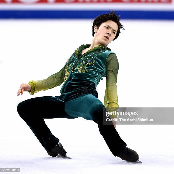 Shoma Uno of Japan competes in the Men's Singles Free Skating during day five of the ISU World Figure Skating Championships 2016 at TD Garden on...