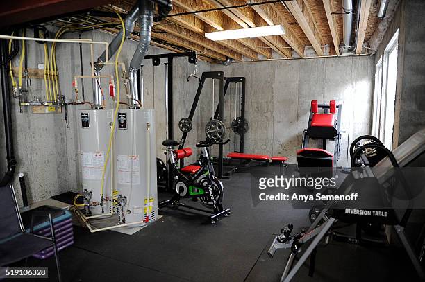 The firefighters' workout facility, set up in the unfinished basement of Aurora Fire Station 15, on March 24 in Aurora, Colorado. Aurora Fire Station...
