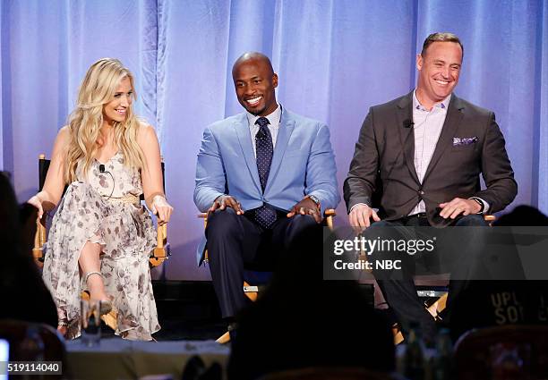 NBCUniversal Summer Press Day, April 1, 2016 -- NBC's "American Ninja Warrior" Panel -- Pictured: Kristine Leahy, Co-Host; Akbar Gbajabiamila, Host;...