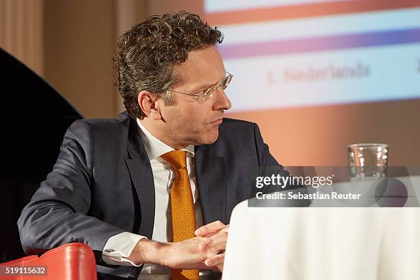 Dutch Minister of Finance Jeroen Dijsselbloemis seen on stage at 'The Sound Of The Netherlands' - Event And Live Performances on April 4, 2016 in...