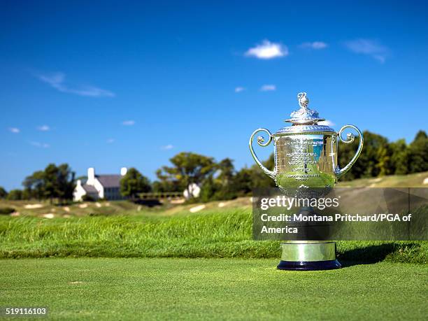 The Rodman Wanamaker Trophy at Whistling Straits Golf Course in Sheboygan, WI, USA, the future site of the 97th PGA Championship on September 14,...