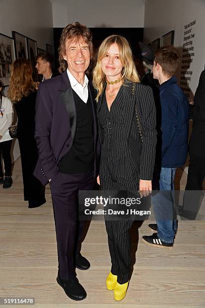 Mick Jagger with daughter Georgia May Jagger during an after party for 'The Rolling Stones: Exhibitionism' at Saatchi Gallery on April 4, 2016 in...