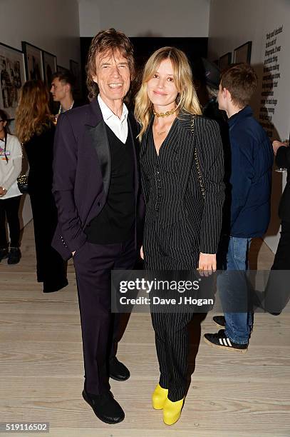 Mick Jagger with daughter Georgia May Jagger during an after party for 'The Rolling Stones: Exhibitionism' at Saatchi Gallery on April 4, 2016 in...