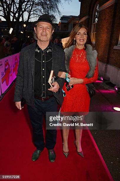 Chris Jagger and Kari Ann Moller attend a private view of 'The Rolling Stones: Exhibitionism' at The Saatchi Gallery on April 4, 2016 in London,...