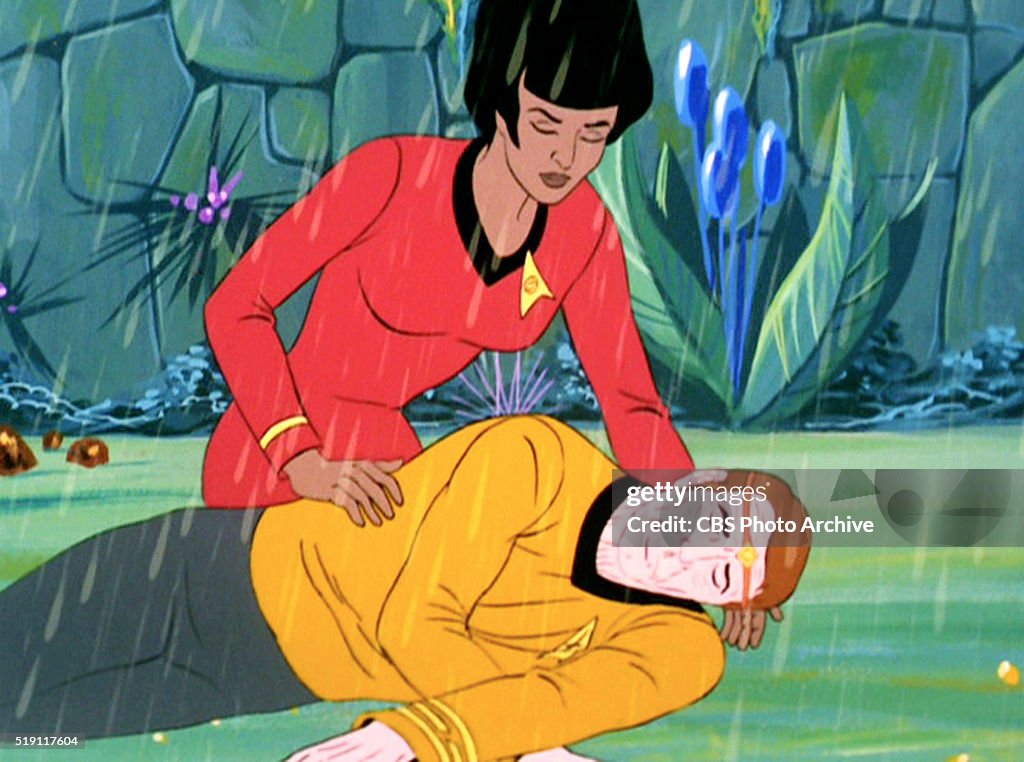 Uhura rescues a weakened Captain Kirk in Star Trek: The Animated... News Photo - Getty Images Uhura rescues a weakened Captain Kirk in Star Trek: The Animated... News Photo - Getty Images