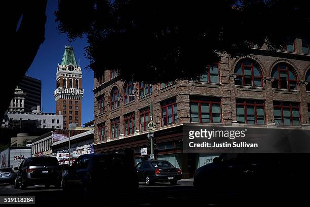 View of the old Tribune Tower, the former home of the Oakland Tribune, on April 4, 2016 in Oakland, California. After a 142 years, the final edition...