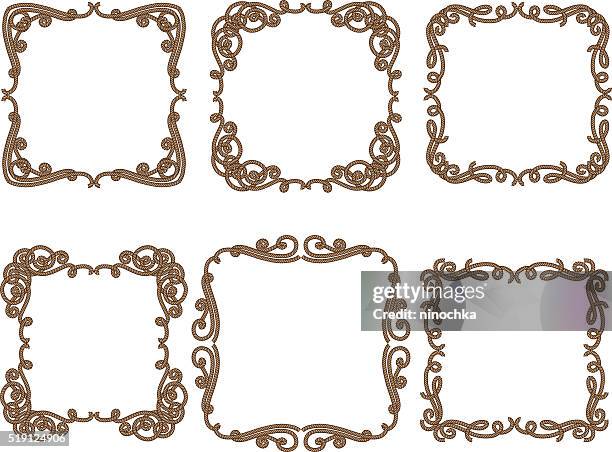 rope frames - twisted rope vector stock illustrations