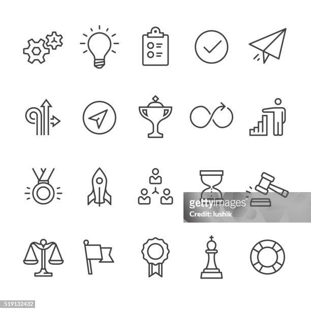 produktivität kontur, vektor-icons - glühbirne stock-grafiken, -clipart, -cartoons und -symbole