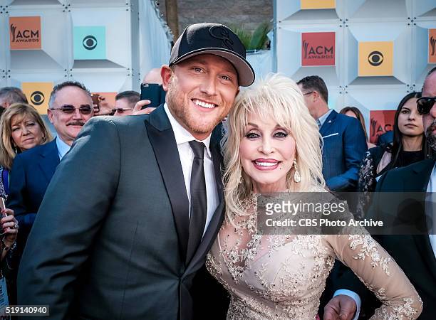Cole Swindell and Dolly Parton on The Red Carpet at the 51st ACADEMY OF COUNTRY MUSIC AWARDS, co-hosted by Luke Bryan and Dierks Bentley from the MGM...