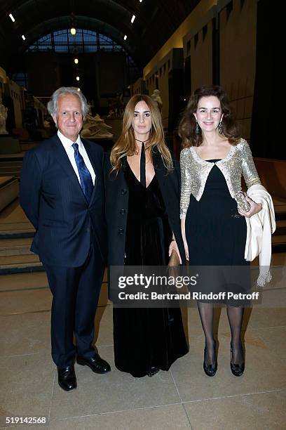 Alexia Niedzielski standing between her parents Lawyer Cyrille Niedzielski and his wife attend the "Societe des Amis du Musee D'Orsay" : Dinner and...