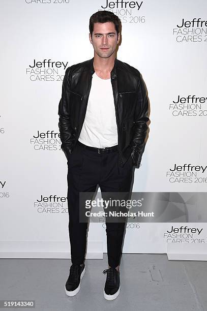 Model Sean O'Pry attends the Jeffrey Fashion Cares 13th Annual Fashion Fundraiser at the Intrepid Sea-Air-Space Museum on April 4, 2016 in New York...