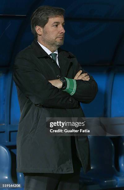 Sporting CP's president Bruno de Carvalho before the start of the Primeira Liga match between Os Belenenses and Sporting CP at Estadio do Restelo on...