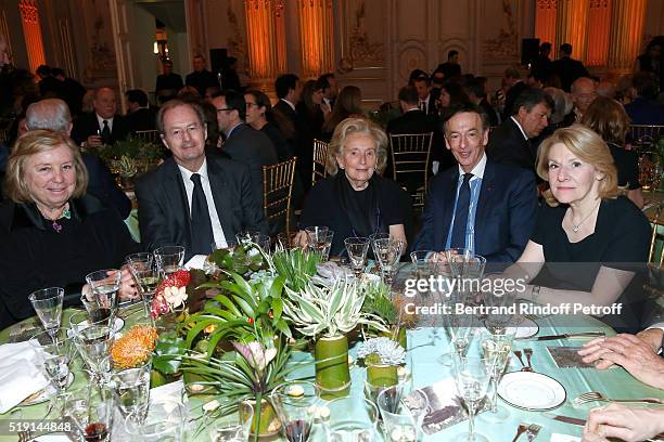 Miss Francois Pinault , Academician Jean-Marie Rouart, Bernadette Chirac, Jean-Paul Claverie and President of the Versailles Castle, Catherine Pegard...