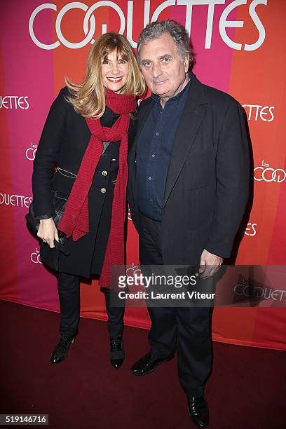 Florence Pernel and Patrick Rotman attend "Les Coquettes" Paris Premiere At Grand Point Virgule on April 4, 2016 in Paris, France.