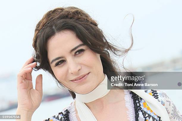 Belcim Bilgin attends "Intersection" Photocall as part of MIPTV 2016 on April 4, 2016 in Cannes, France.