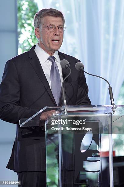 Executive Director of the GRAMMY Museum Bob Santelli speaks onstage at the 2016 Jane Ortner Education Award Luncheon on April 4, 2016 in Beverly...