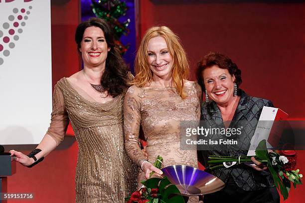Sonja Fusati, Andrea Sawatzki and Georgia Tornow attend the Victress Awards Gala on 2016 in Berlin, Germany.