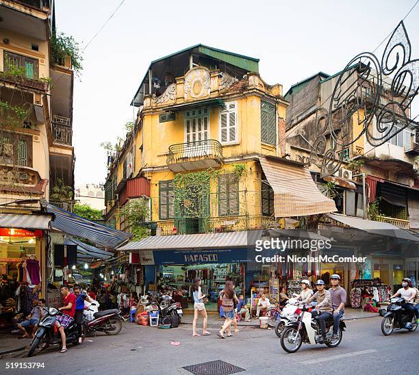 hanoi hang shopping district view late spring afternoon - hanoi stock pictures, royalty-free photos & images