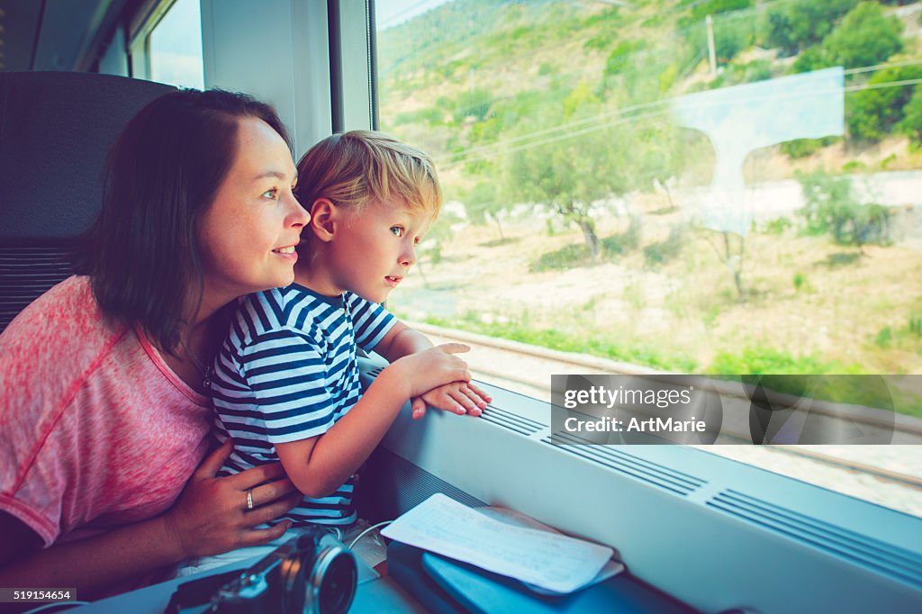 Family in train