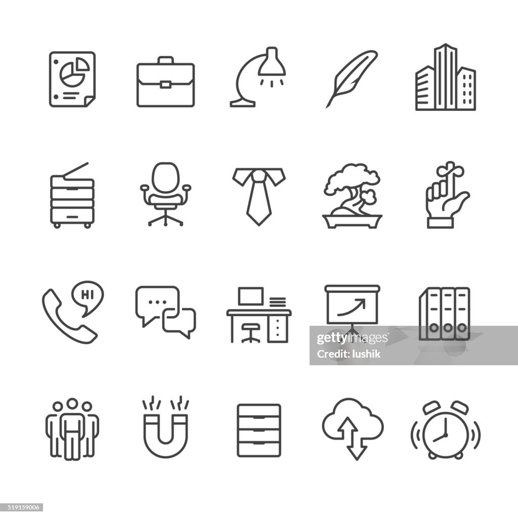 Workplace and Office vector icons