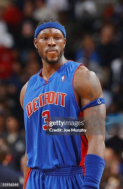 Ben Wallace of the Detroit Pistons stands on the court during the game with the Memphis Grizzlies December 11, 2004 at FedexForum in Memphis,...