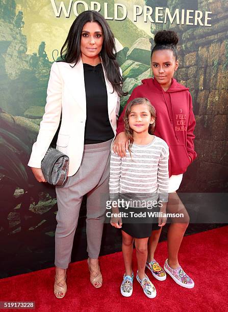 Fashion designer Rachel Roy and daughters Tallulah Ruth Dash and Ava Dash attend the premiere of Disney's "The Jungle Book" at the El Capitan Theatre...