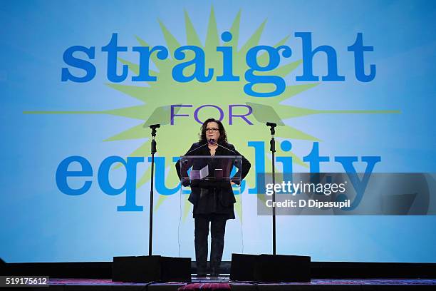 Actress Rosie O'Donnell speaks onstage at PFLAG National's eighth annual Straight for Equality awards gala at Marriot Marquis on April 4, 2016 in New...