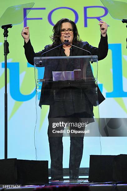 Actress Rosie O'Donnell speaks onstage at PFLAG National's eighth annual Straight for Equality awards gala at Marriot Marquis on April 4, 2016 in New...