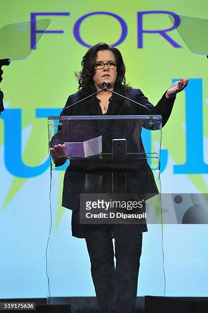 Actress Rosie O'Donnell speaks onstage at PFLAG National's eighth annual Straight for Equality awards gala at Marriot Marquis on April 4, 2016 in New...