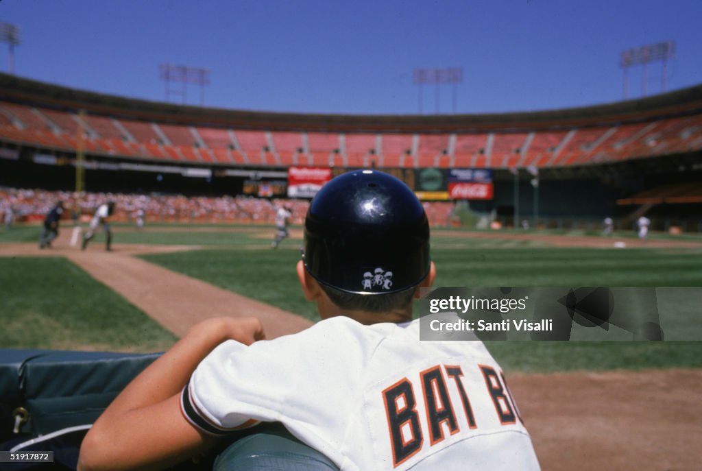 Bat Boy Watches Game At Candlestick Park