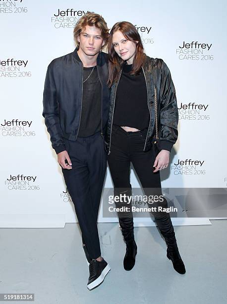 Model Jordan Barrett attends the Jeffrey Fashion Cares 13th Annual Fashion Fundraiser at Intrepid Sea-Air-Space Museum on April 4, 2016 in New York...