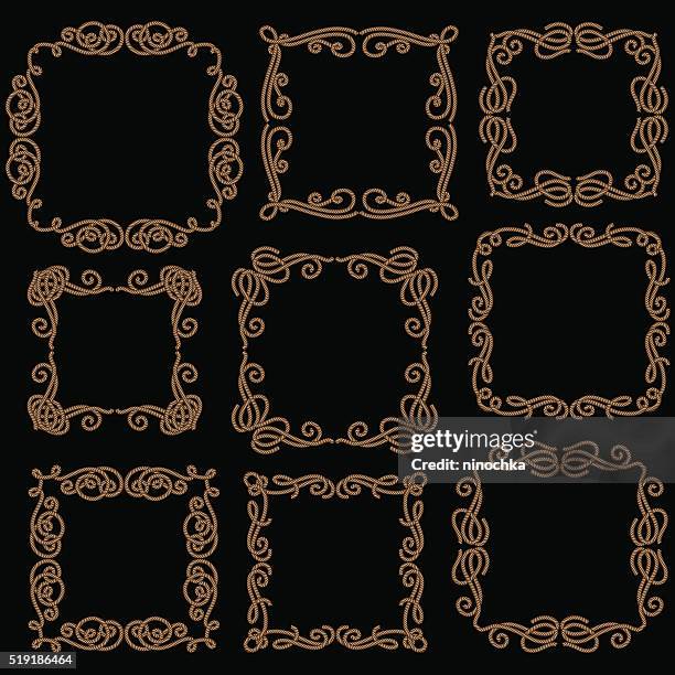 rope frames - black thread stock illustrations