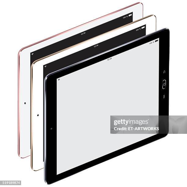 vector digital tablets with blank screen - ipad isolated stock illustrations